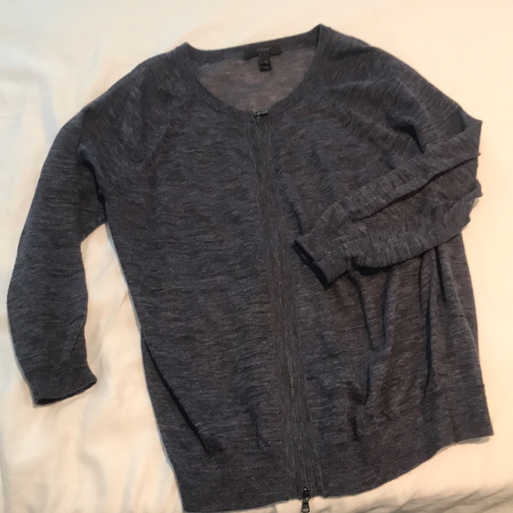 Jcrew marble blue cardigan with zipper!